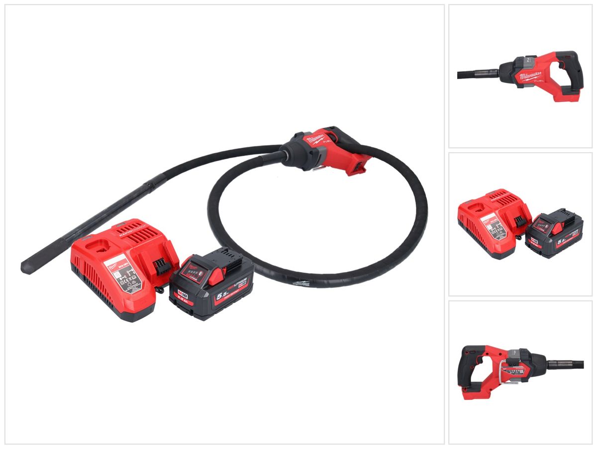 Vibrateur à béton sur batterie Milwaukee M18 FCVN24-551 18 V 2,4 m sans balais (4933479600) + 1x batterie 5,5 Ah + chargeur