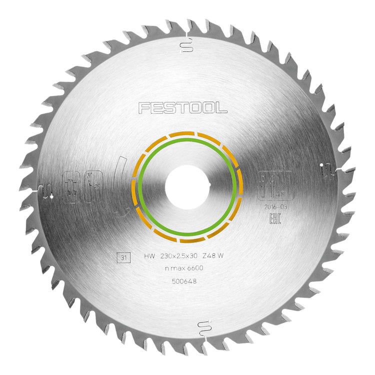 Festool HW 230x2,5x30 W48 Kreissägeblatt WOOD FINE CUT ( 500648 ) 230 x 2,5 x 30 mm 48 Zähne für Vollholz, beschichtete, furnierte Platten