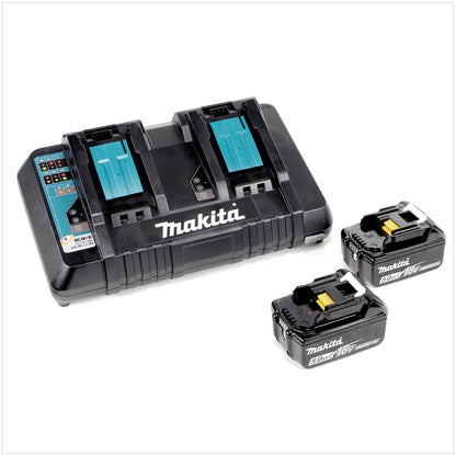 Makita DUC 252 PT2 Akku Kettensäge 36V ( 2x18V ) 25 cm + 2x 5,0 Ah Akku + Doppelladegerät - Toolbrothers