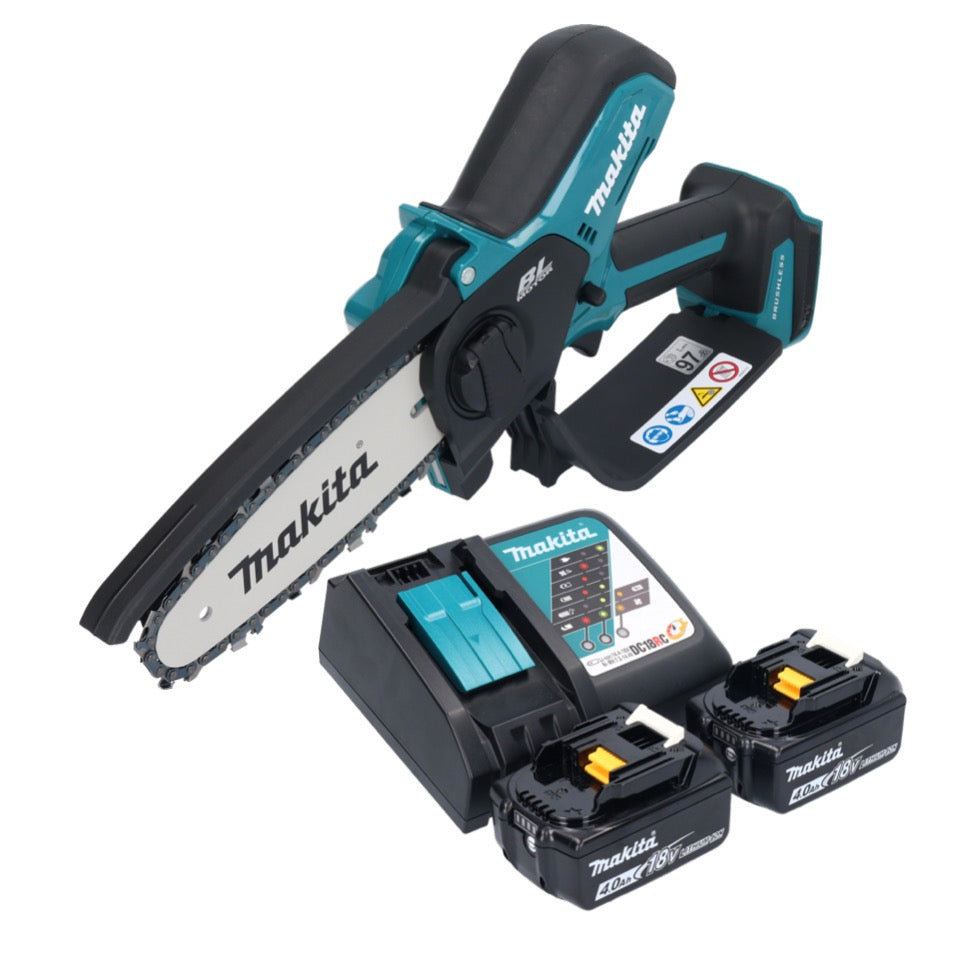 Tronçonneuse à batterie Makita DUC 150 RM201 18 V 15 cm sans balai + 2x batteries 4,0 Ah + chargeur