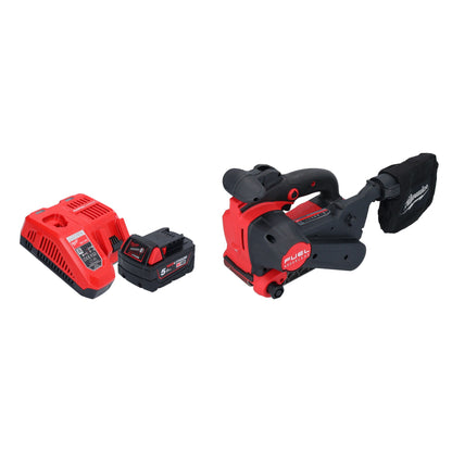 Ponceuse à bande sans fil Milwaukee M18 FBTS75-501 18 V 75 x 457 mm sans balai + 1x batterie 5,0 Ah + chargeur