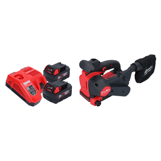 Ponceuse à bande sans fil Milwaukee M18 FBTS75-502 18 V 75 x 457 mm sans balais + 2x batteries 5,0 Ah + chargeur