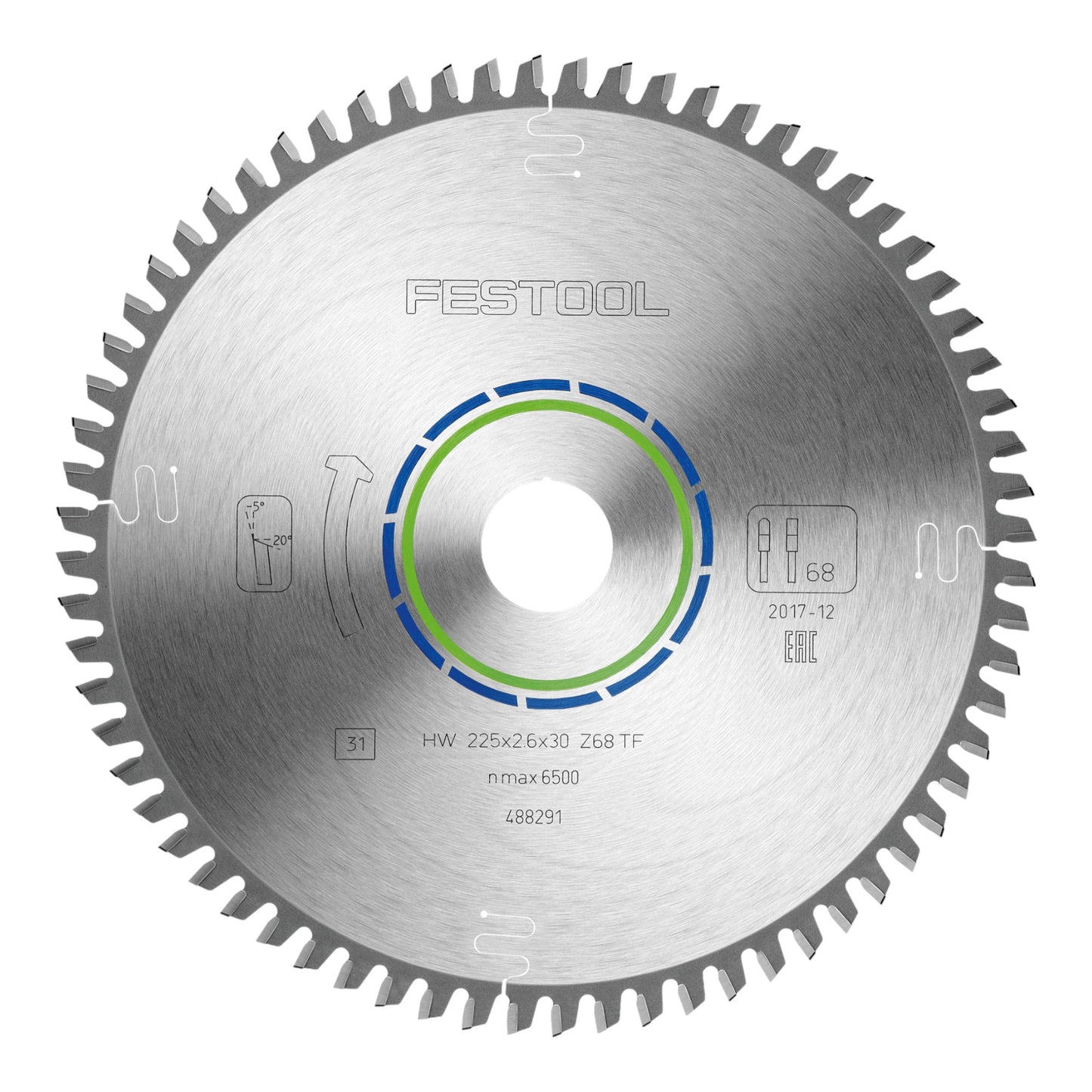 Festool HW 225x2,6x30 TF68 Kreissägeblatt Aluminium / Plastics ( 488291 ) 225 x 2,6 x 30 mm 68 Zähne für Aluminium, NE-Metalle, Kunststoffe, PVC