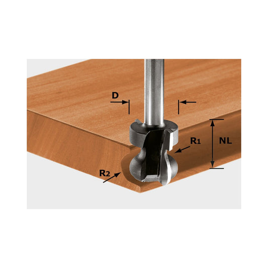 Coupe-guidon Festool HW S8 D22/16/R2.5+6 22 x 16 x 59 x 8 mm (491140) pour défonceuse OF 900, OF 1000, OF 1010, OF 1010 R, OF 1400, OF 2000, OF 2200