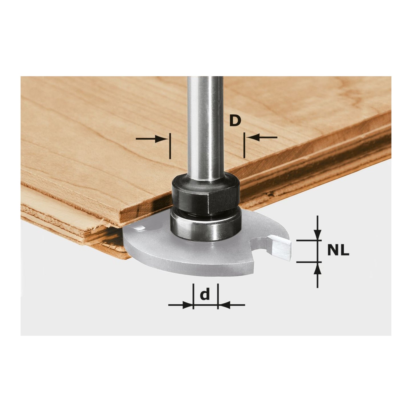 Broche de fraisage Festool S8 1,5-5 KL16 43 x 6 x 16 mm (499803) adaptée au rainurage en combinaison avec des fraises à rainurer