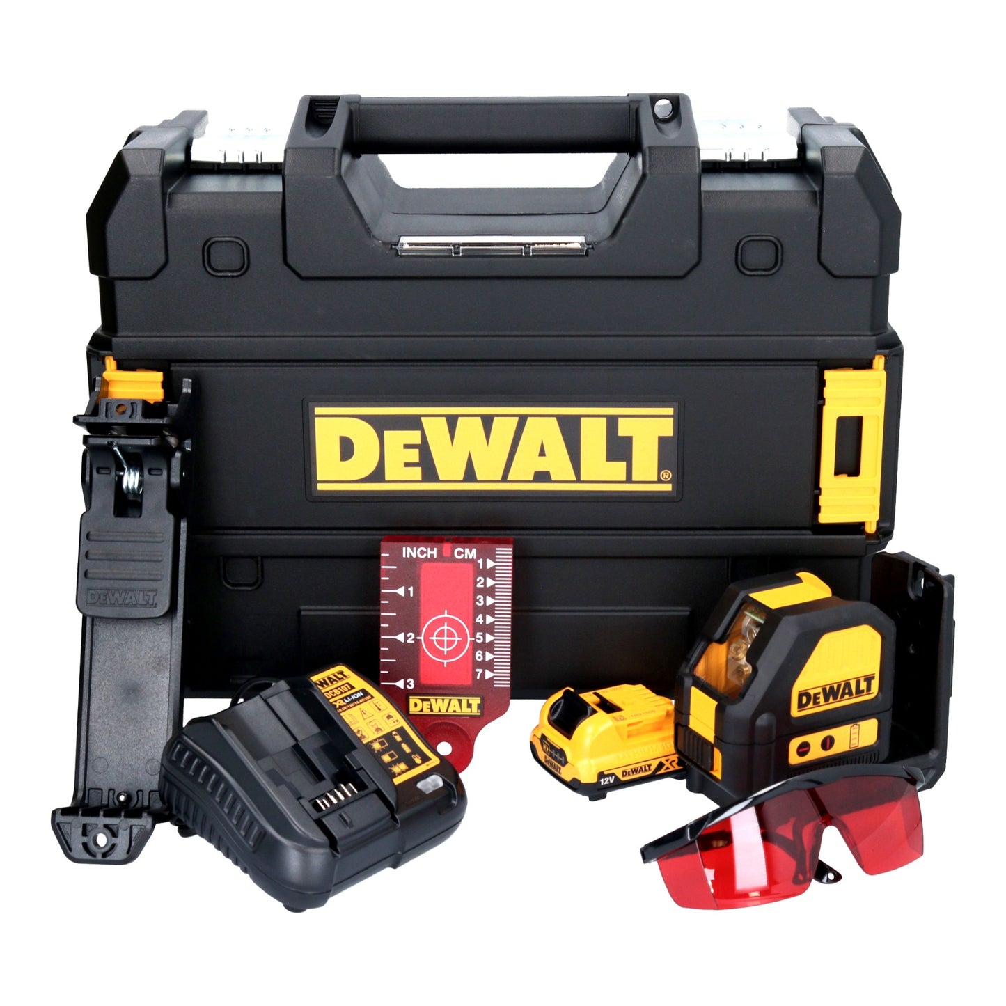 Laser de ligne à batterie DeWalt DCE 088 D1R 12 V rouge + 1x batterie 2,0 Ah + chargeur + TSTAK