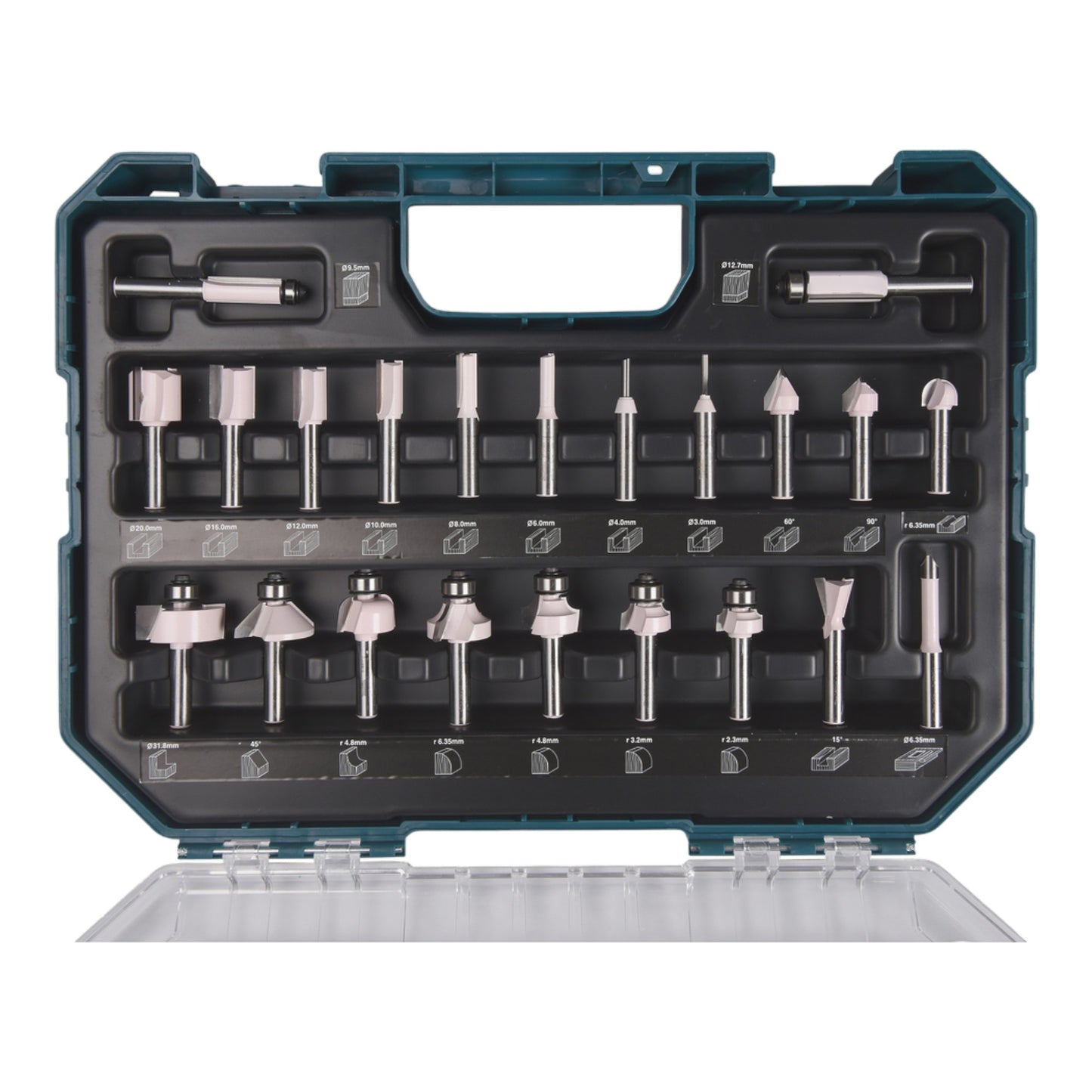 Makita Fräser Set ( D-74778 ) 22 tlg. 8 mm Schaft für den Möbelbau, Schreiner-, Tischlerarbeiten und Heimwerker