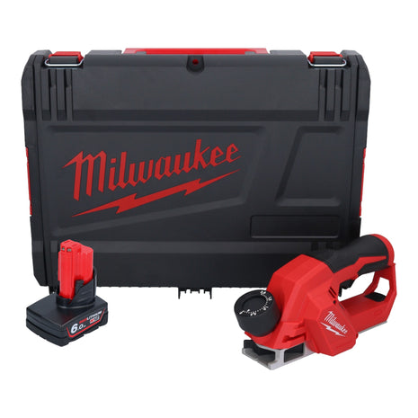 Milwaukee M12 BLP-601X Akku Hobel 12 V 51 mm Brushless + 1x Akku 6,0 Ah + HD Box - ohne Ladegerät