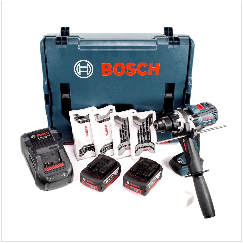 Bosch GSR 18 VE-EC Professional Akku Bohrschrauber mit 2x GBA 6,0 Ah Akkus + Ladegerät + L-Boxx + Bits & Bohrer Set - Toolbrothers