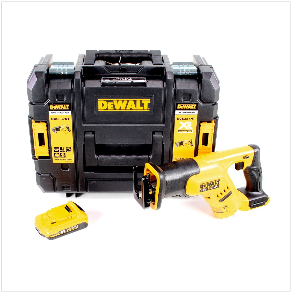 DeWalt DCS 387 18 V Akku Säbelsäge Reciprosäge in TSTAK Box mit 1 x DCB 183 2,0 Ah Akku - Toolbrothers