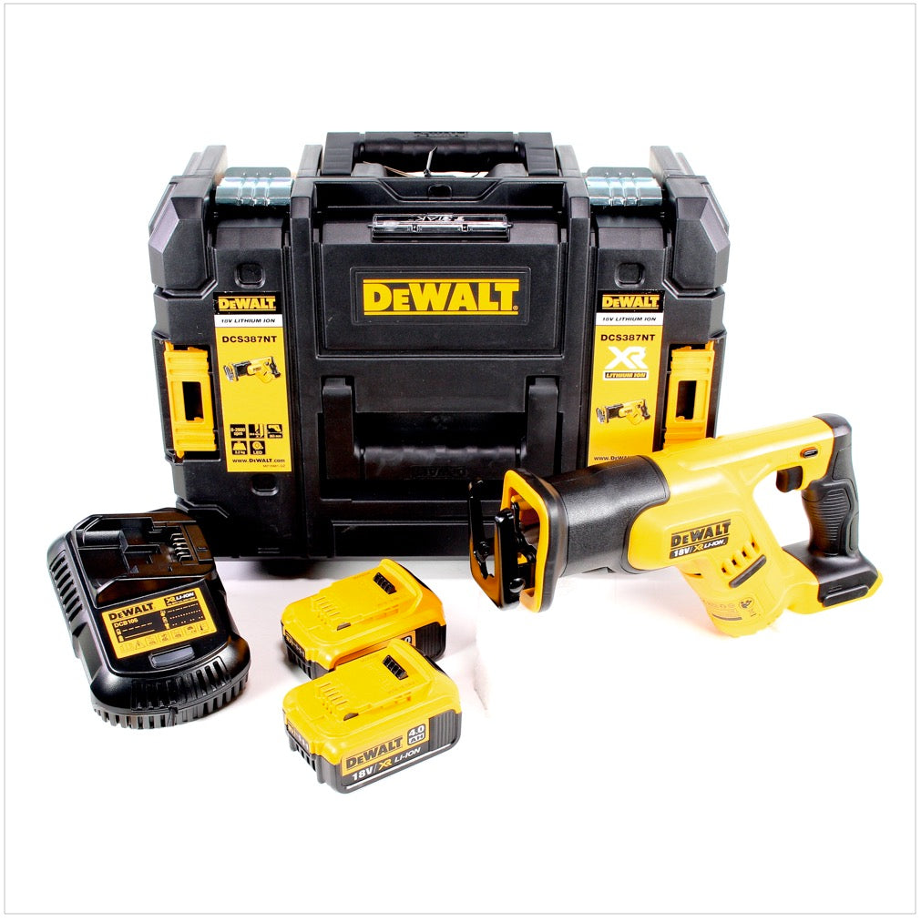 DeWalt DCS 387 M2 18 V Akku Säbelsäge Reciprosäge in TSTAK Box mit 2 x DCB 182 4,0 Ah Akku + DCB 113 Ladegerät - Toolbrothers