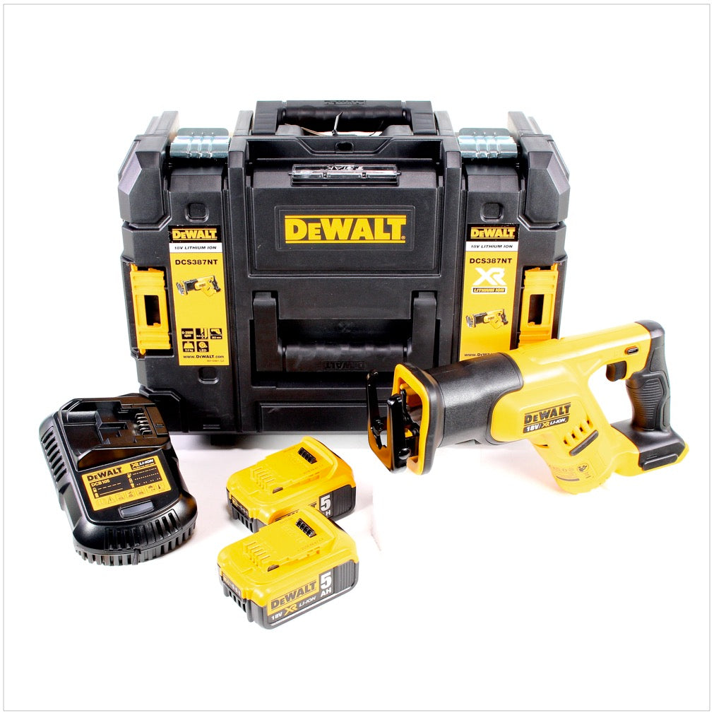 DeWalt DCS 387 P2 Akku Säbelsäge 18V + 2x Akku 5,0Ah + Ladegerät + TSTAK - Toolbrothers