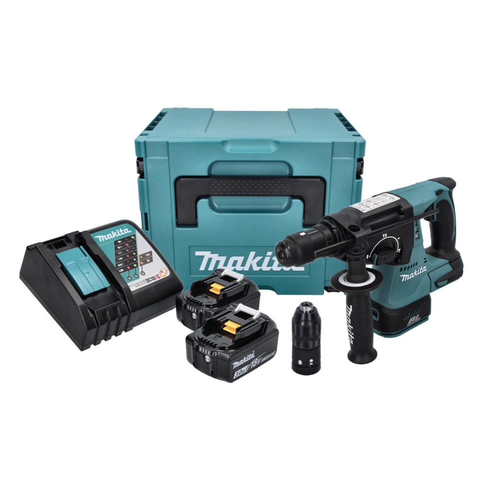 Makita DHR 243 RFJ Akku Bohrhammer 18 V 2,0 J SDS plus Brushless + 2x Akku 3,0 Ah + Ladegerät + Makpac - Toolbrothers