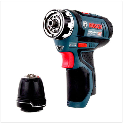 Bosch GSR 12V-15 FC Professional FlexiClick Akku Bohrschrauber mit 2 x 2 Ah Akkus + Lader + 3 tlg. Aufsätze - Set in L-Boxx ( 06019F6000 ) - Toolbrothers