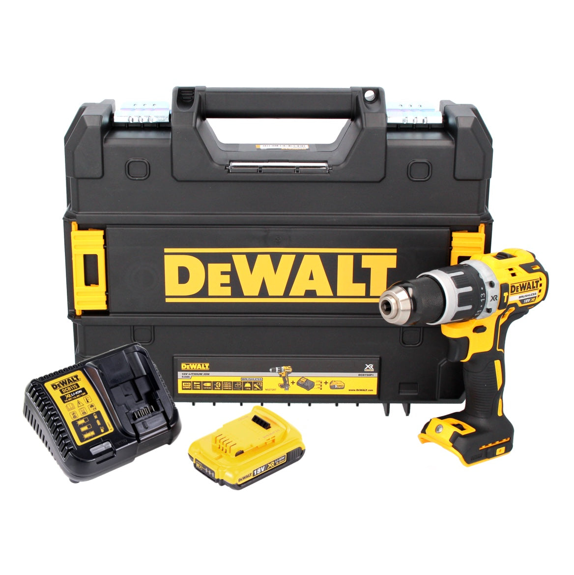 DeWalt DCD 796 D1 Akku Schlagbohrschrauber 18 V 70 Nm Brushless + 1x Akku 2,0 Ah + Ladegerät + TSTAK - Toolbrothers