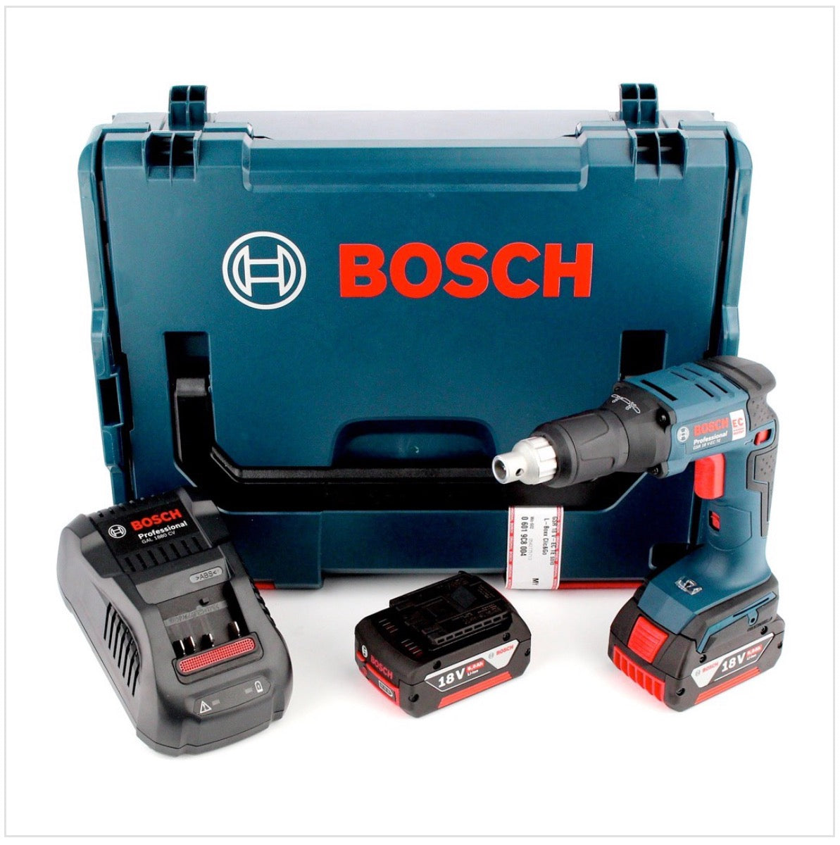 Bosch GSR 18 V-EC TE Akku Trockenbauschrauber 18V 25Nm Brushless + 2x Akku 6,0Ah + Ladegerät + Magazinvorsatz MA 55 + L-Boxx - Toolbrothers