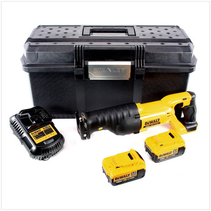 Dewalt DCS 380 18 V Akku Säbelsäge Reciprosäge im Stanley Koffer + 2 x DCB 182 4,0 Ah Li-Ion Akku + Ladegerät - Toolbrothers