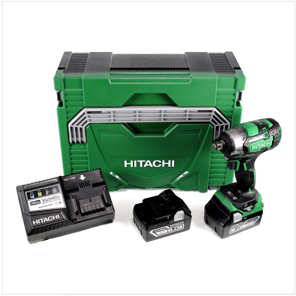 Hitachi WR 18 DBDL2 Brushless Li-Ion Akku Schlagschrauber 18 V im Hitachi Sytem Case mit 2x 6,0 Ah Akku und Ladegerät - Toolbrothers