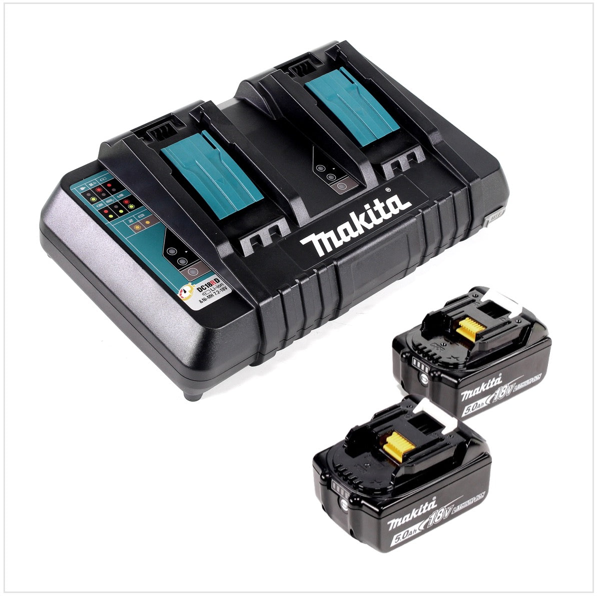 Makita DUC 353 PT2 Akku Kettensäge 36V ( 2x18V ) Brushless 35 cm + 2x 5,0 Ah Akku + Doppelladegerät - Toolbrothers