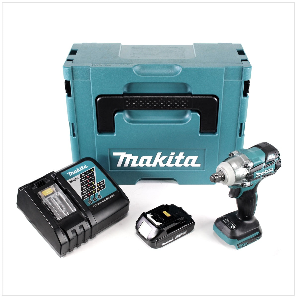 Makita DTW 285 RA1J Akku Schlagschrauber 18 V 280 Nm 1/2" Brushless + 1x Akku 2,0 Ah + Ladegerät + Makpac - Toolbrothers