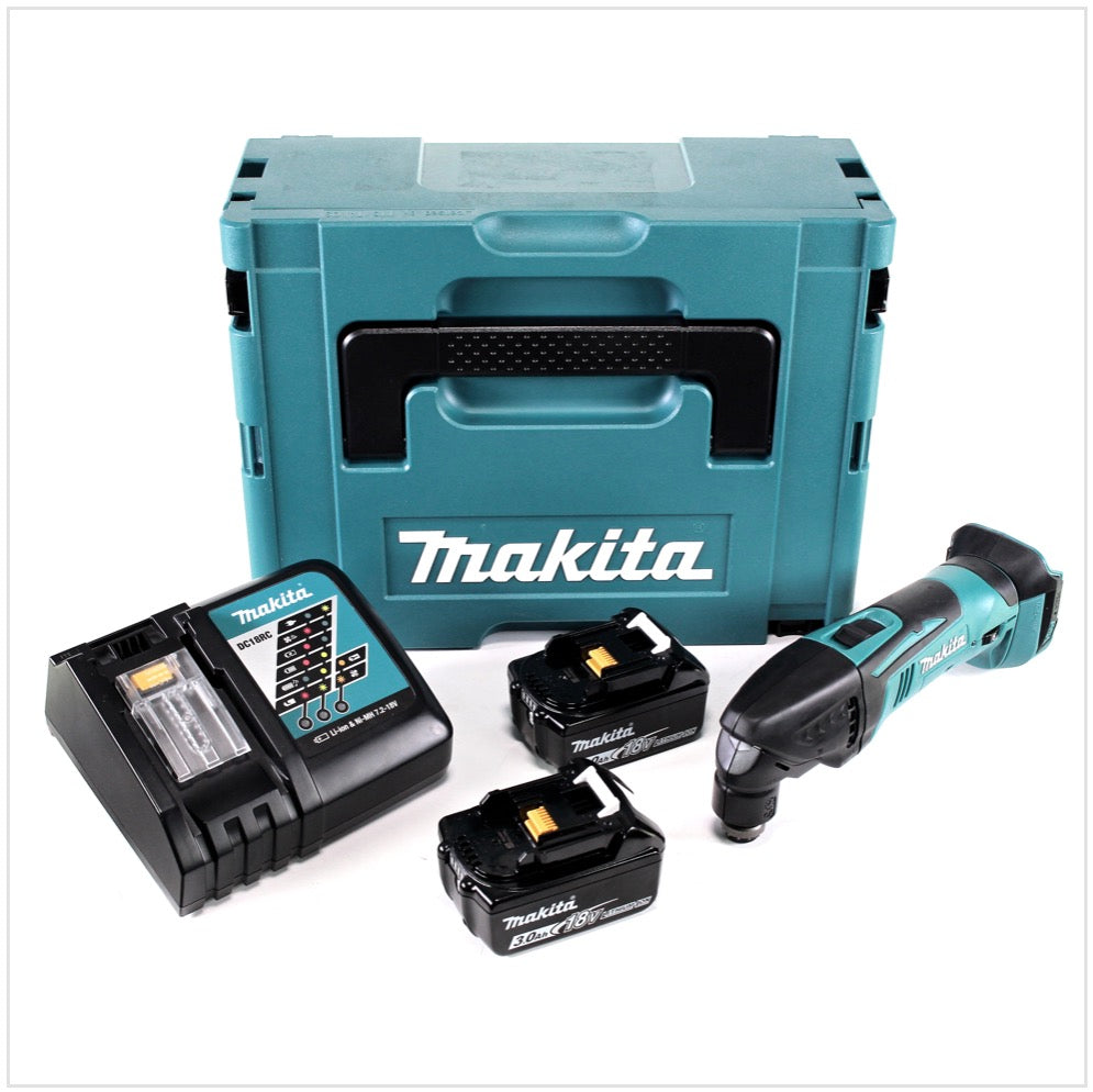 Makita DTM 50 RFJ Akku Multifunktionswerkzeug 18V + 2x Akku 3,0Ah + Ladegerät + Makpac