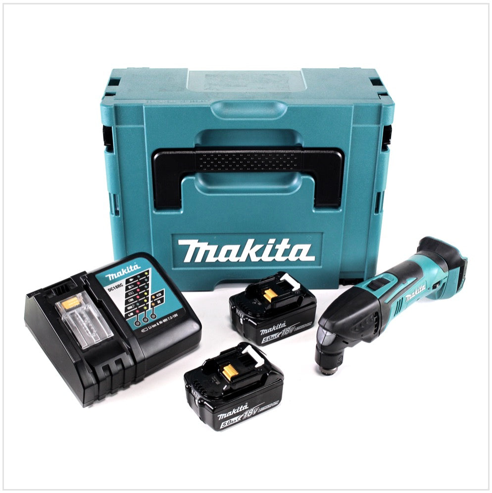 Makita DTM 50 RTJ 18V Li-Ion Akku Multifunktionswerkzeug im Makpac + 2x BL 1850 B 5,0 Ah Akku + 1x DC18RC Ladegerät - Toolbrothers