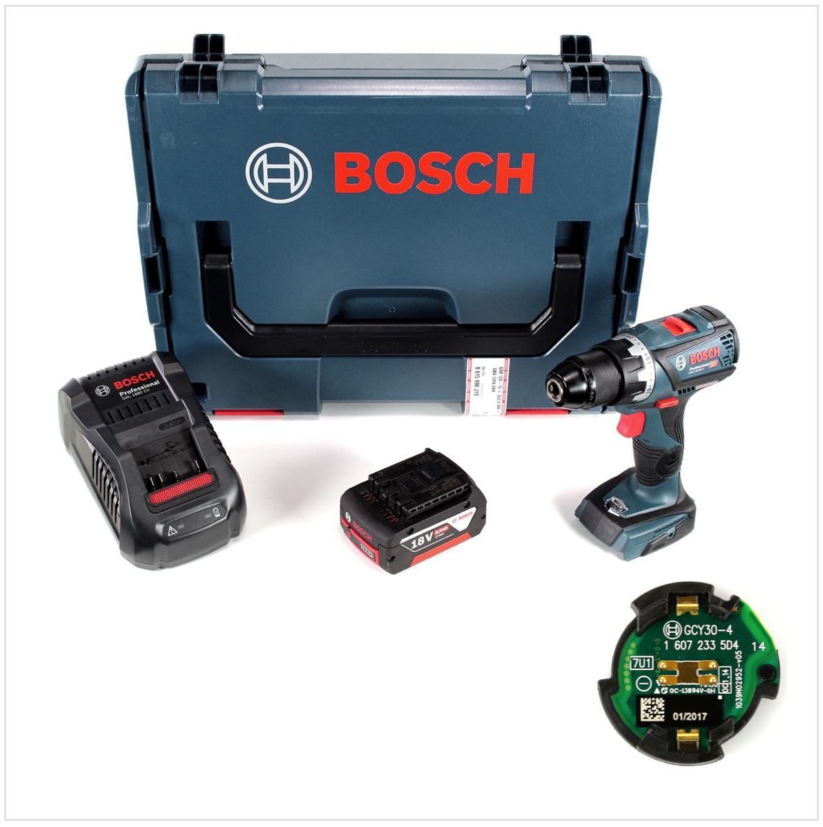 Bosch GSR 18 V-60 C Professional Brushless Li-Ion Akku Bohrschrauber in L-Boxx Connectivity Modul GCY 30-4 + 1x GBA 6,0 Ah Akku und GAL 1880 CV Ladegerät - Toolbrothers