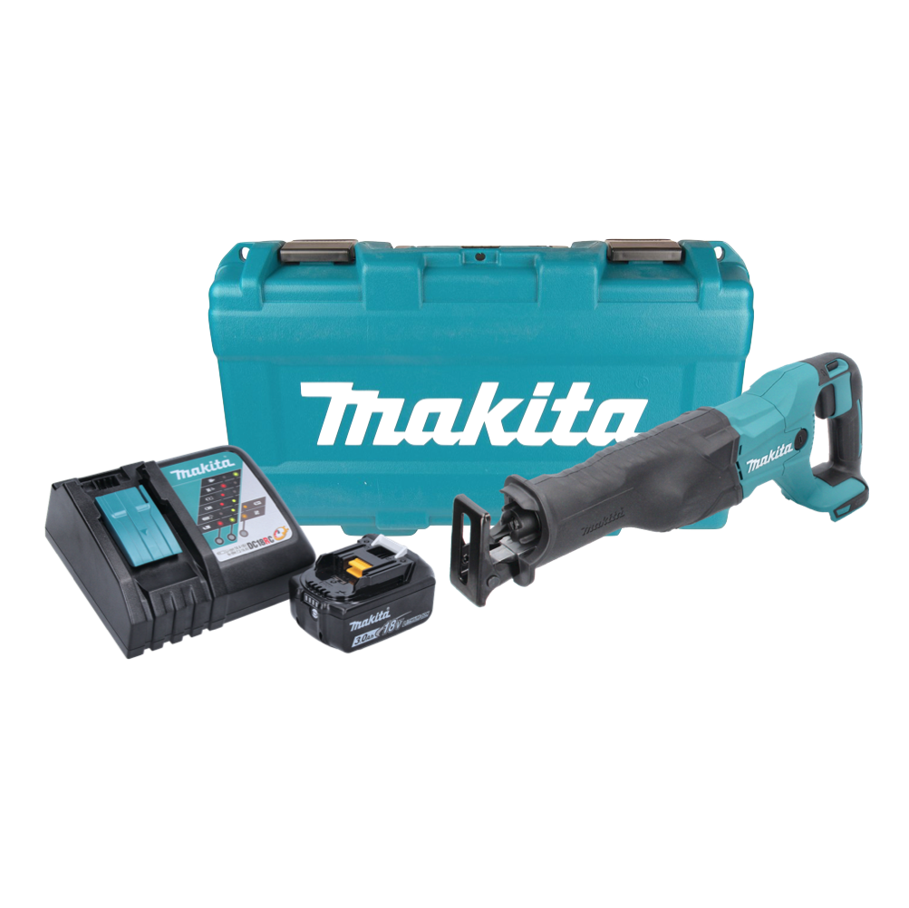 Makita DJR 186 RF1K Akku Reciprosäge Säbelsäge 18 V + 1x Akku 3,0 Ah + Ladegerät + Koffer - Toolbrothers