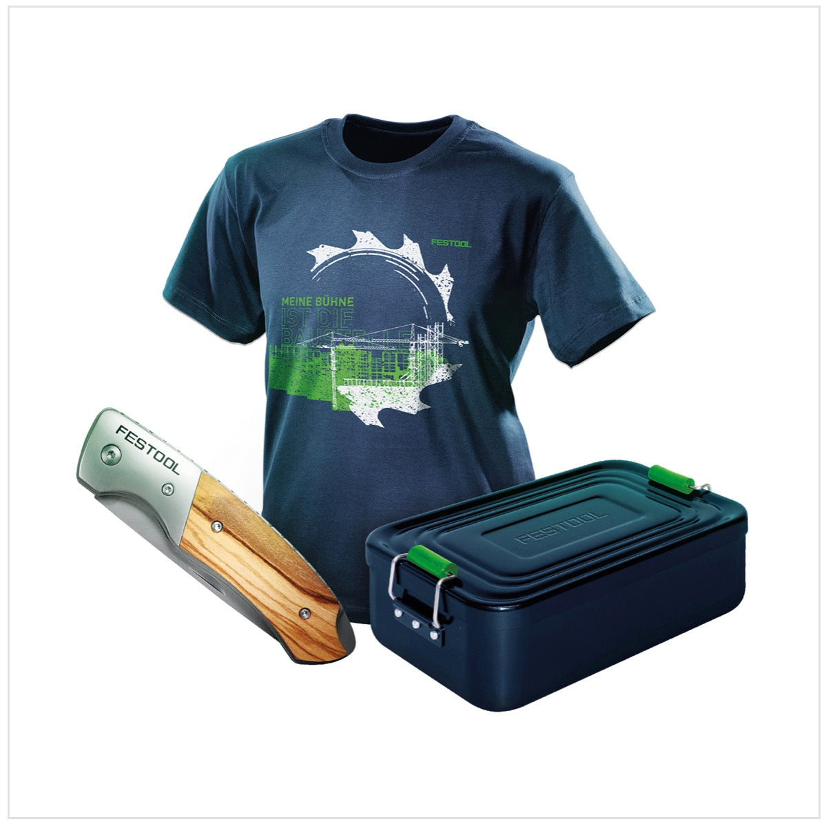 Festool Fan Paket 2017 mit T-Shirt Größe M + Vesper Brotdose + Klapp Messer - Toolbrothers