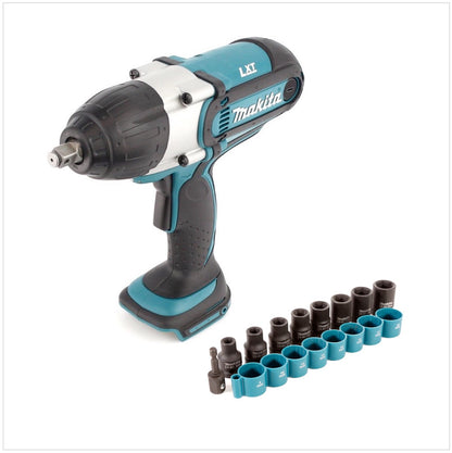 Makita DTW 450 Z 18V Li-ion Akku-Schlagschrauber + Makita B-54645 1/2" Zoll Steckschlüssel Satz 9-tlg. mit Adapter für 1/4" Aufnahme, ohne Akku, ohne Ladegerät - Toolbrothers