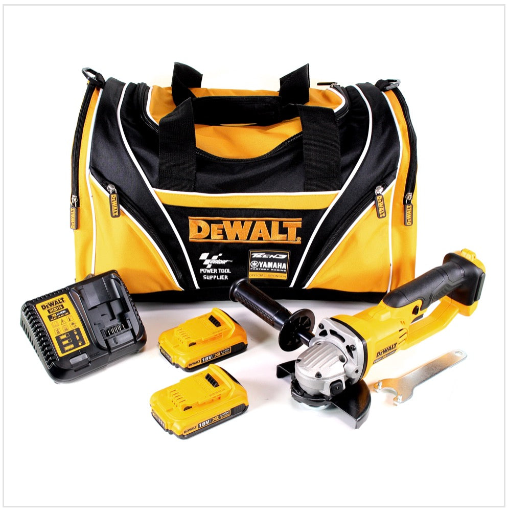 DeWalt DCG 412 Akku Winkelschleifer 18V 125mm + 2x Akkus 2,0Ah + Ladegerät in Sporttasche - Toolbrothers