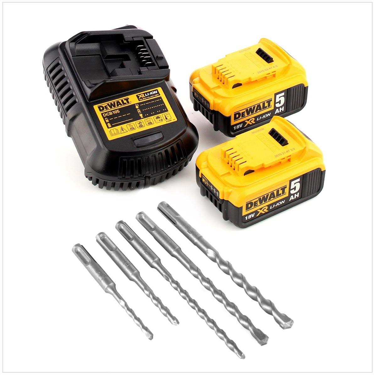 DeWalt DCH 273 P2 Akku Kombihammer 18V 2,1J SDS plus Brushless + 2x Akku 5,0Ah + Ladegerät + 5x Bohrer + TSTAK - Toolbrothers