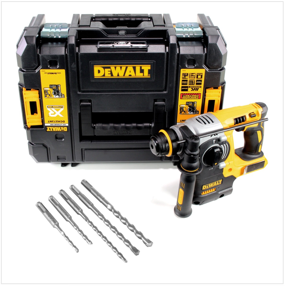 DeWalt DCH 273 NT Akku Drehbohrhammer 18V 2,1J SDS plus Brushless + 5x Bohrer + TSTAK - ohne Akku, ohne Ladegerät - Toolbrothers