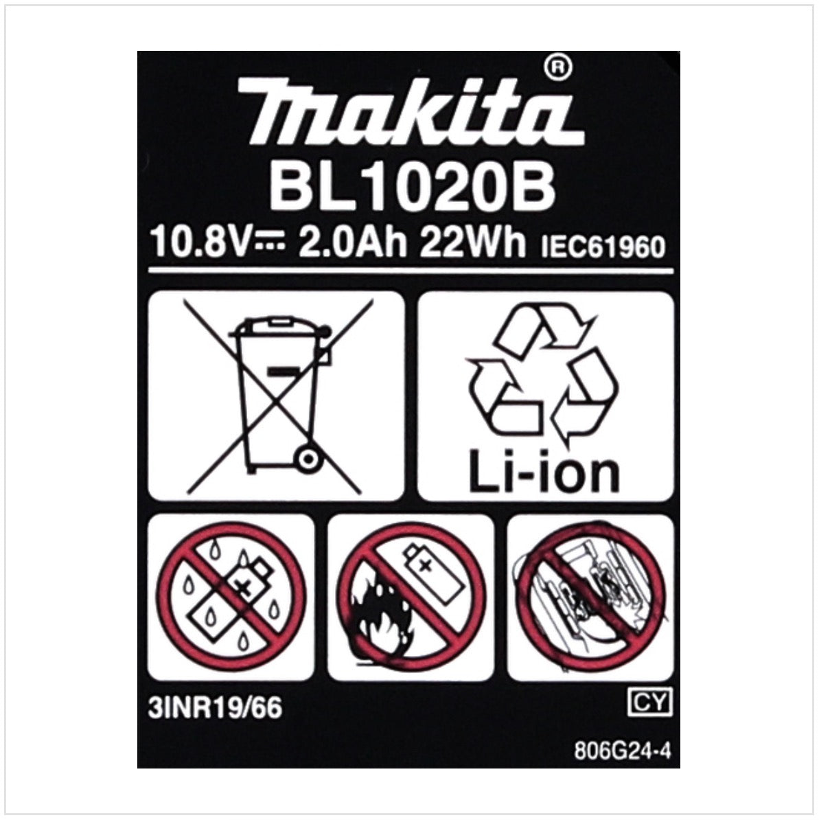 Makita BL 1020 B 10,8 V -  2,0 Ah / 2000 mAh Li-Ion Akku mit LED - Anzeige ( 197394-3 ) - Toolbrothers