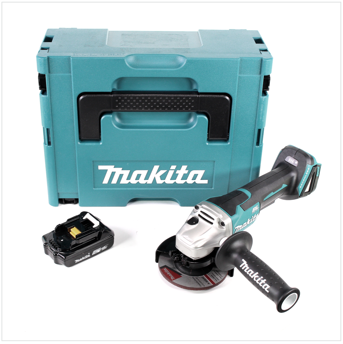 Makita DGA 455 A1J Akku Winkelschleifer 18 V 115 mm Brushless + 1x Akku 2,0 Ah + Makpac - ohne Ladegerät - Toolbrothers