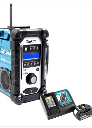 Makita DMR 104 Baustellen Radio Schwarz Grün DAB Digital + 1x BL 1850 B 18V - 5Ah Akku + 1x DC 18 RC Schnellladegerät - Toolbrothers