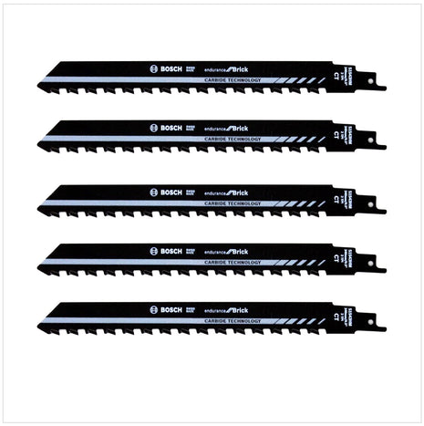 Bosch 5x Säbelsägeblatt S 1543 HM 240mm / 9" zum Sägen in Ziegelstein, Porenbeton, Zementstoffe SET - Toolbrothers