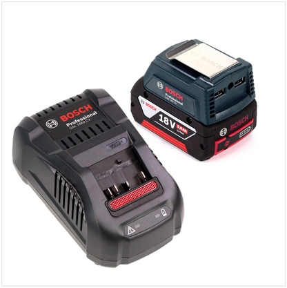 Bosch USB Power Set 18 V mit GAA Professional USB Adapter für 14,4 V / 18 V Akkus + 1x GBA 18V 5,0 Ah Li-Ion Einschub Akku + 1x Schnell Ladegerät GAL 1880 CV - Toolbrothers