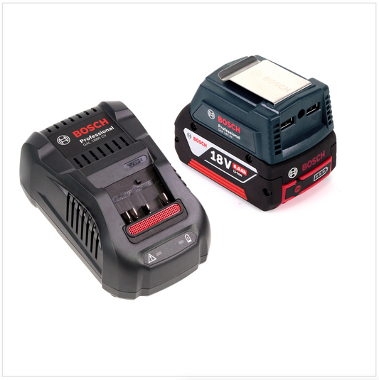 Bosch USB Power Set 18 V mit GAA Professional USB Adapter für 14,4 V / 18 V Akkus + 1x GBA 18V 6,0 Ah Li-Ion Einschub Akku + 1x Schnell Ladegerät GAL 1880 CV - Toolbrothers