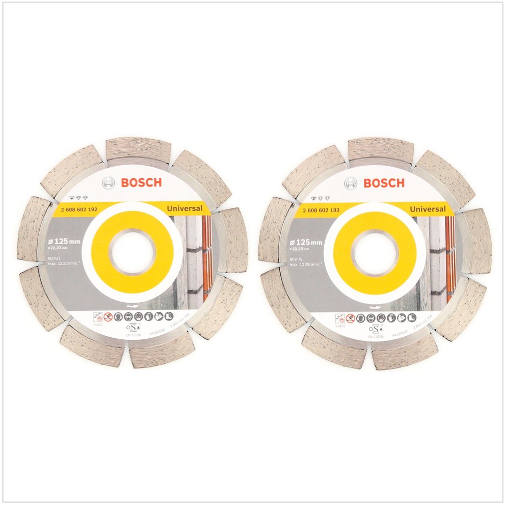 Bosch GWS 850 CE 850 Watt 125 mm Winkelschleifer ( 0601378790 ) + 2x Bosch Diamant Trennscheibe 125 x 22,23 mm Standard for Universal ( 2608602192 ) - Toolbrothers