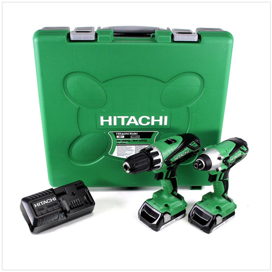 Hitachi KC 18 DGL / JA Set mit 1x Hitachi WH 18 DGL + 1x Hitachi DV 18 DGL + 2x Hitachi BSL 1815 1,5 Ah Akku + 1x Hitachi UC 18YKSL Akku Ladegerät 14,4 - 18 V - Toolbrothers