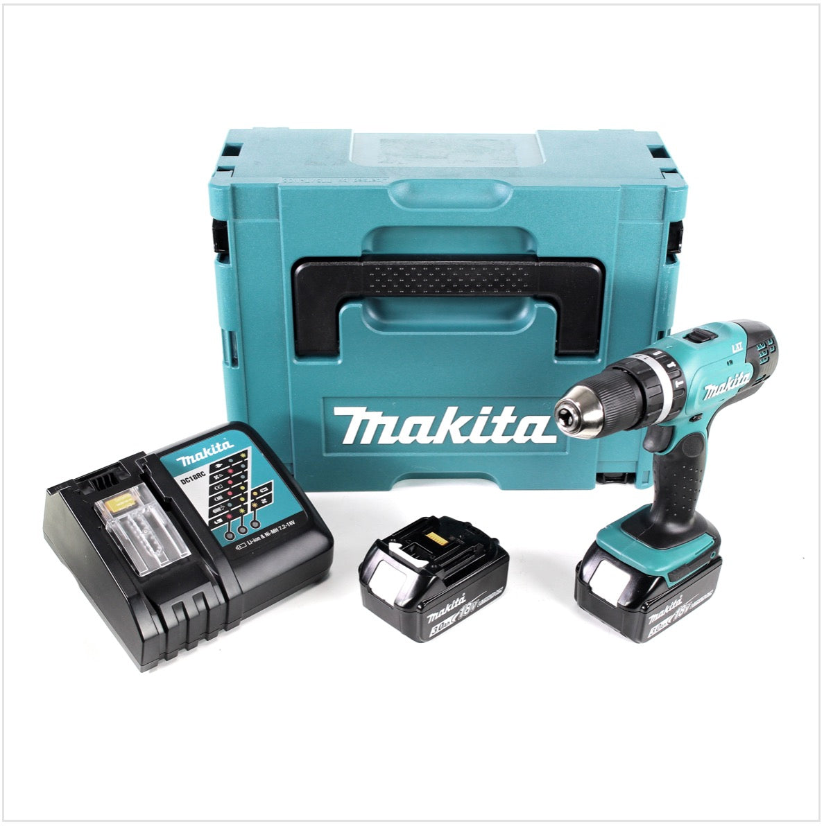 Makita DHP 453 RFJ Akku Schlagbohrschrauber 18V 42Nm + 2x Akku 3,0Ah + Ladegerät + Makpac - Toolbrothers