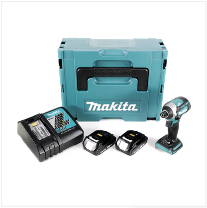 Makita DTD 154 RAJ Akku Schlagschrauber 18 V 175 Nm 1/4" Brushless + 2x Akku 2,0 Ah + Ladegerät + Makpac - Toolbrothers