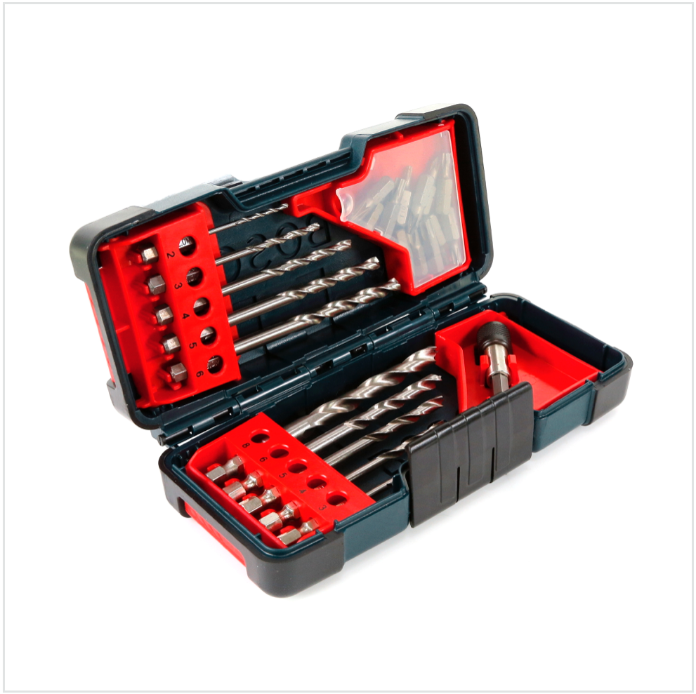 Bosch GSR 12V-15 FC Professional FlexiClick Akku Bohrschrauber mit 3 tlg. Aufsätze - Set in L-Boxx + Bosch Bit & Bohrer Set in Tough Box 23 tlg. Bohren & Schrauben ( 2607019912 ) - Toolbrothers