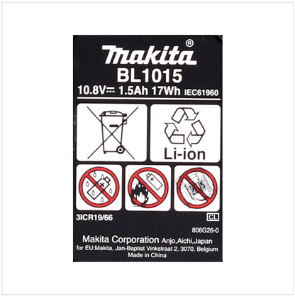 Makita BL 1015 - 10,8 V -  1,5 Ah / 1500 mAh Li-Ion Akku ( 197390-1 ) - Toolbrothers