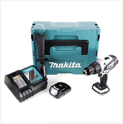 Makita DDF 458 RA1J W Akku Bohrschrauber 18 V 91 Nm weiß + 1x Akku 2,0 Ah + Ladegerät + Makpac - Toolbrothers