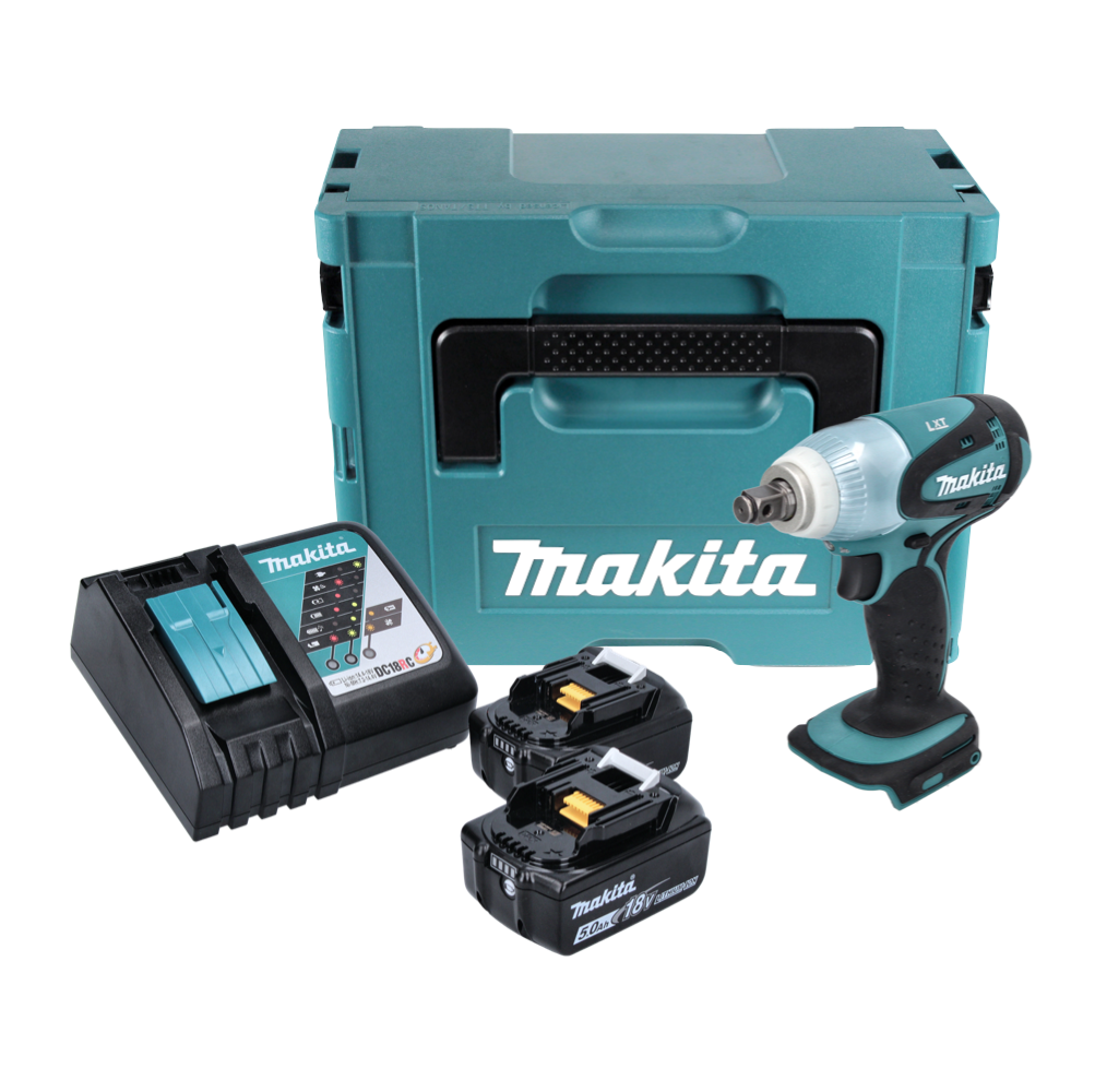 Makita DTW 251 RTJ Akku Schlagschrauber 18 V 230 Nm 1/2" + 2x Akku 5,0 Ah + Ladegerät + Makpac - Toolbrothers