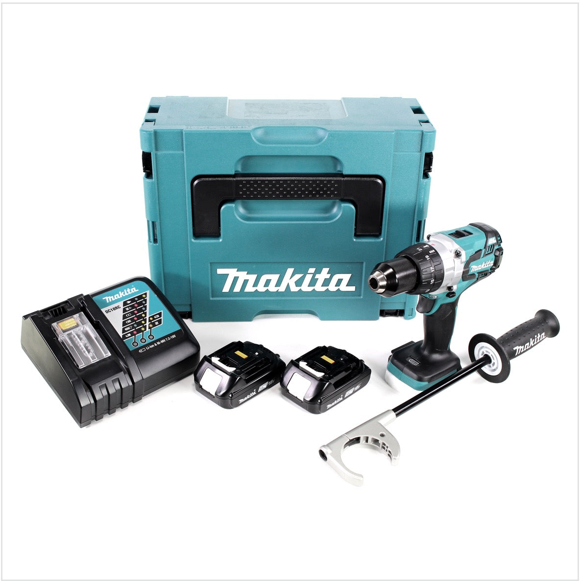 Makita DDF 481 RAJ Akku Bohrschrauber 18 V 115 Nm Brushless + 2x Akku 2,0 Ah + Ladegerät + Makpac - Toolbrothers