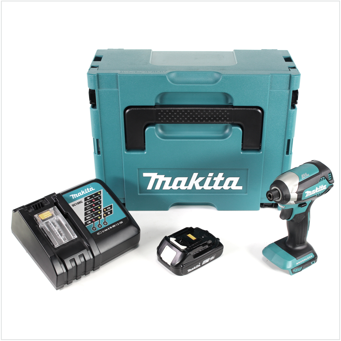 Makita DTD 153 RA1J Akku Schlagschrauber 18 V 170 Nm 1/4" Brushless + 1x Akku 2,0 Ah + Ladegerät + Makpac - Toolbrothers