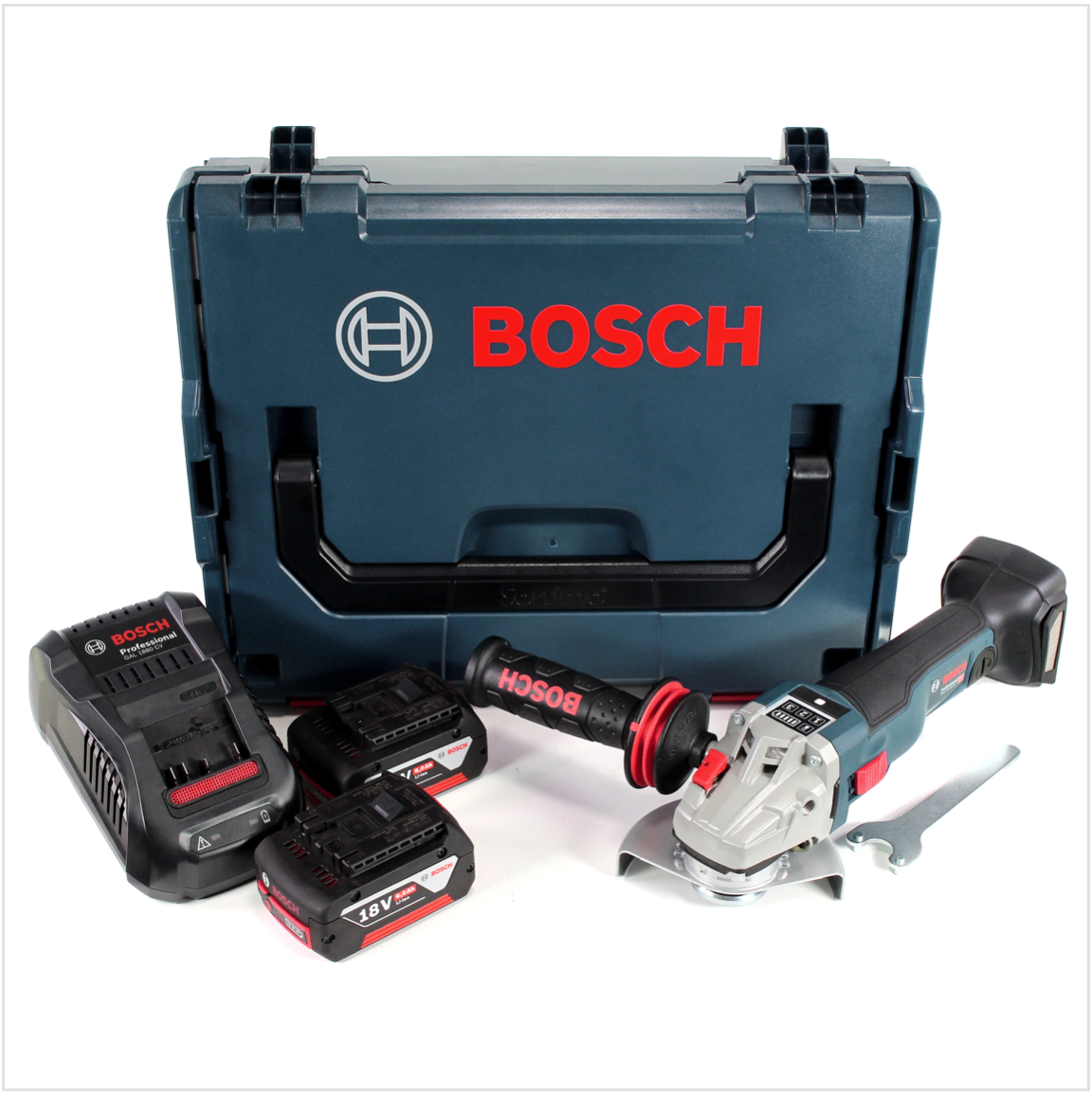 Bosch GWS 18 V 115 SC Akku Winkelschleifer in L-Boxx + GCY 30-4 Connectivity Modul + 2x GBA 18 V 6,0 Ah Akku + 1x GAL 1880 CV Ladegerät - Toolbrothers